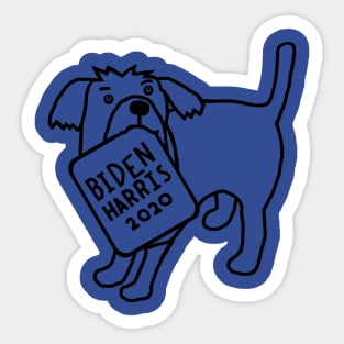 Small Dog with Biden Harris Sign Outline Sticker